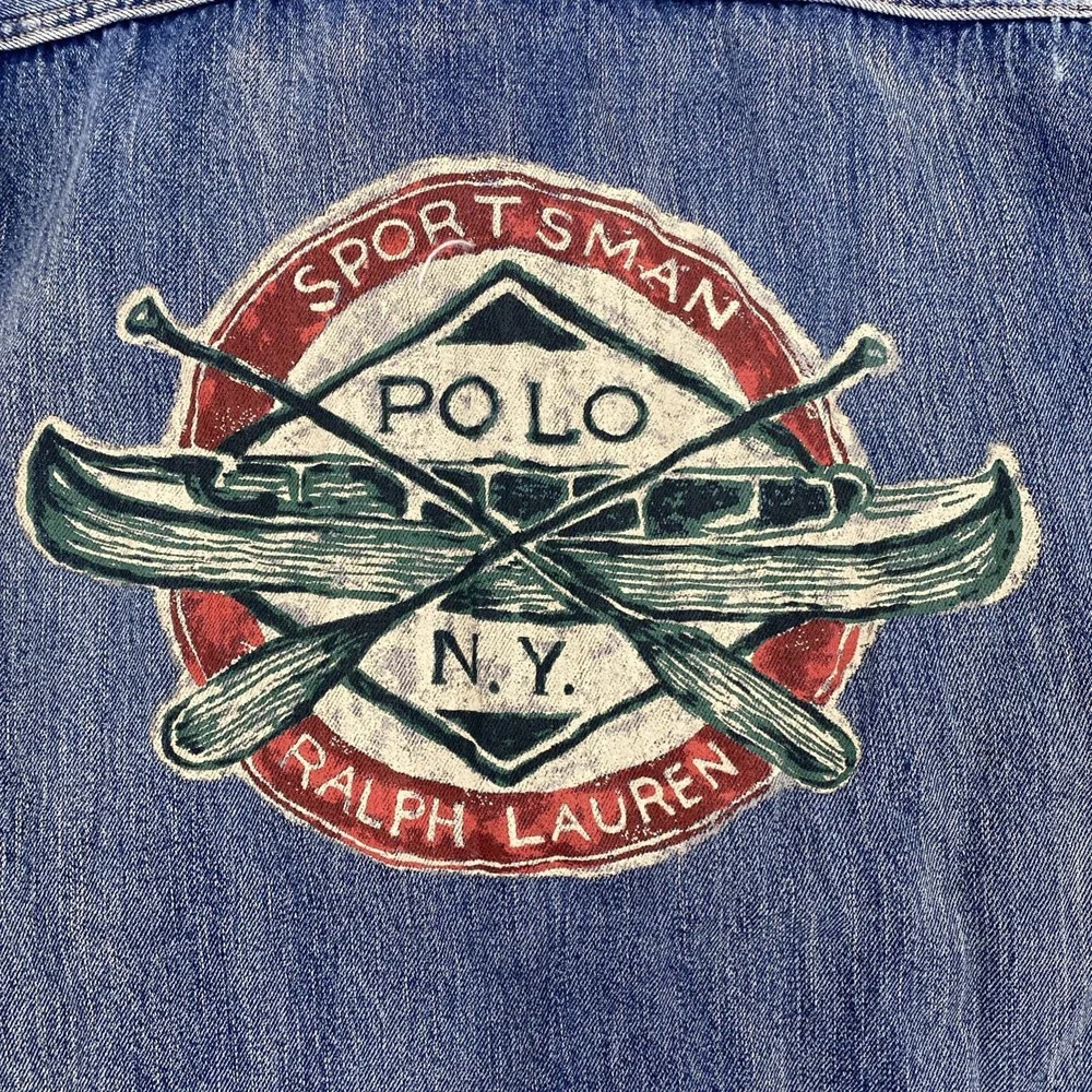 NEW Polo Ralph Lauren Denim Jacket Mens 4XLT Blue Sportsman Patchwork USA Flag